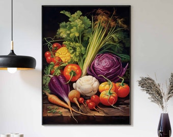 Food Print, Vegetables Print, Kitchen Decor, Vintage Kitchen Art, Vegetables Poster, Food Decor, Vegetables Art, Gift for Vegetables Lovers