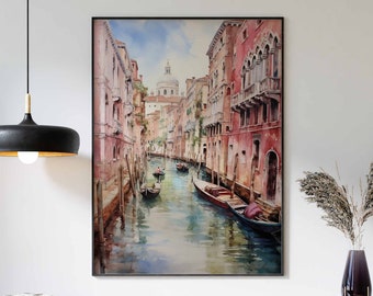 Venedig Print, Venedig Poster, Venedig Wandkunst, Venedig Gondel Kanal Reise Print, Pastell Wand-Dekor, Fine Art Print, Venedig Geschenk