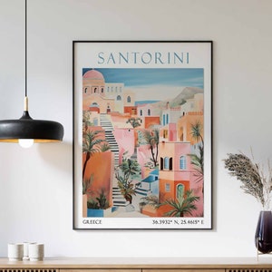 Santorini Travel Print, Santorini Travel Poster, Santorini Landscape Print, Greece Wall Art, Greek Travel Decor, Santorini Travel Gift