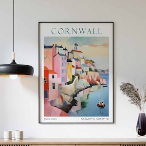 Cornwall Travel Print, Cornwall Travel Poster, Vintage Decor, England Wall Art, Cornwall Travel Gift, Cornwall Vacation Art, Travel Decor