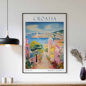 Croatia Travel Print, Croatia Travel Poster, Coastal Wall Art, Landscape Print, European Travel Decor, Mediterranean Sea Art, Vintage Decor