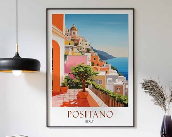 Positano Travel Print, Positano Travel Poster, Italy Travel Decor, Travel Gift, Positano Art Print, Landscape Print, Italian Wall Art