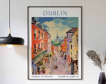 Dublin Travel Print, Dublin Travel Poster, Ireland Wall Art, Irish Travel Decor, Dublin Travel Gift, Vintage Dublin Poster, Irish Wall Decor