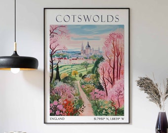 Cotswold Travel Print, Cotswold Travel Poster, England Wall Art, England Wall Art, English Travel Decor, Travel Gift, Vintage Decor