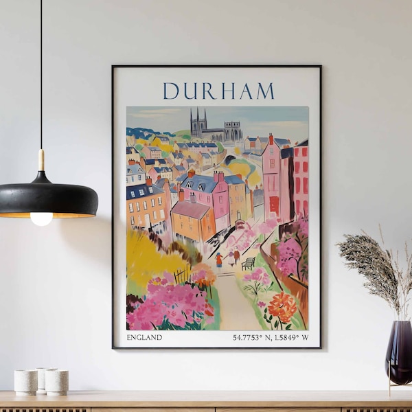 Durham Travel Print, Durham Travel Poster, Royaume-Uni Wall Art, Durham Travel Gift, British Travel Decor, Durham Cathedral Print