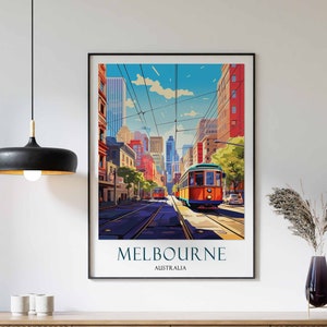 Impresión de viaje a Melbourne, póster de viaje a Melbourne, arte mural de Australia, decoración de viaje a Australia, regalo de viaje a Melbourne, impresión artística de Melbourne