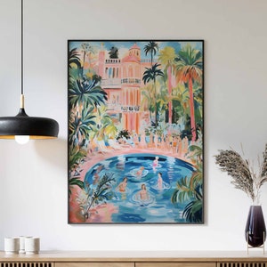 Boho Art, Swimming Pool Art, Swimming Poster, Bathroom Wall Art, Rustic Home Décor, Boho Chic Print, Contemporary Boho Art, Minimalist Art