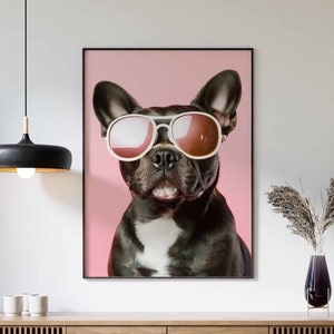 Bulldog Print, Dog Poster, Funny Dog Décor, Animal Print, Animal Wall Art, French Bulldog in Sunglasses Print, Modern Décor, Animal Poster