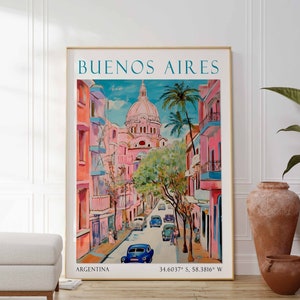 Buenos Aires Travel Poster, Argentina Travel Print, Argentina Travel Art, Travel Poster, Colourful Travel Decor, Travel Gift