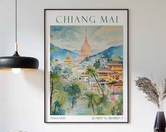 Chiang Mai Travel Print, Chiang Mai Travel Poster, Thailand Wall Art, Chiang Mai Travel Gift, Chiang Mai Vacation Art, Southeast Asian Decor