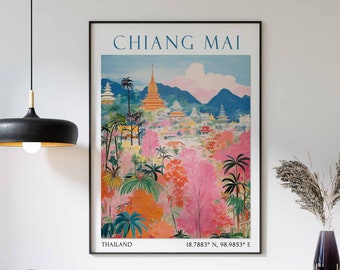 Chiang Mai Travel Print, Chiang Mai Travel Poster, Thailand Wall Art, Chiang Mai Travel Gift, Chiang Mai Vacation Art, Southeast Asian Decor