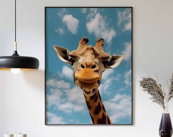 Giraffe Print, Giraffe Poster, Funny Animal Décor, Animal Print, Animal Wall Art, Animal Poster, Large Print, Giraffe Wall Art, Modern Décor