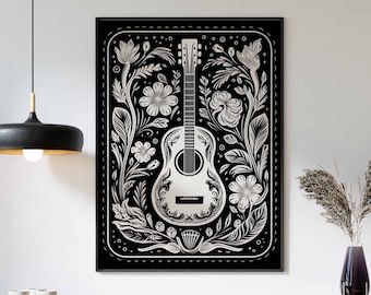 Mexican Print, Mexican Poster, Mexican Décor, Latin American Art, Vintage Print, Vintage Poster, Black and White Wall Art, Large Print