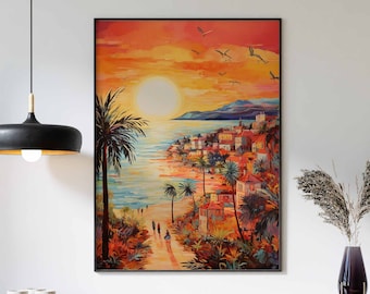 Boho Art, Boho Print, Rustic Beach Art,  Coastal Wall Art, Rustic Coastal Décor, Boho Beach Wall Art, Sunset Scenery Art, Vintage Beach Art