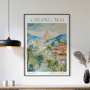 Chiang Mai Travel Print, Chiang Mai Travel Poster, Thailand Wall Art, Chiang Mai Travel Gift, Chiang Mai Vacation Art, Southeast Asian Decor