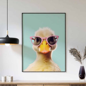 Duck Print, Duck Poster, Funny Duck Décor, Animal Print, Animal Wall Art, Animal Poster, Large Print, Duck in Sunglasses Print, Modern Décor