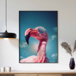 Flamingo Print, Flamingo Poster, Funny Flamingo Décor, Animal Print, Animal Wall Art, Flamingo in Sunglasses Print, Modern Décor, Bird Print