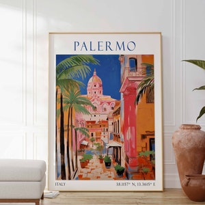 Reisposter Palermo, Palermo Print, Italië Art Print, Palermo cadeau, Palermo kunst aan de muur, Decor Italië