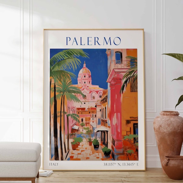 Palermo Travel Poster, Palermo Print, Italy Art Print, Palermo Gift, Palermo Wall Art, Italy Decor