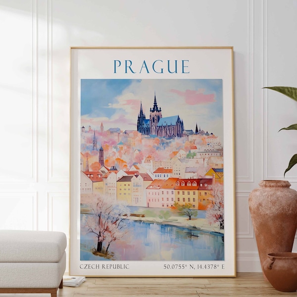 Prague Travel Print, Prague Travel Poster, République tchèque Wall Art, Charles Bridge Art, Czech Travel Decor, Travel Gift, vintage Wall Art