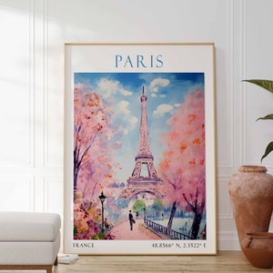 Impresión de viaje a París, Torre Eiffel, póster de París, impresión de la Torre Eiffel, póster de Francia, arte de la Torre Eiffel, póster vintage, impresión retro