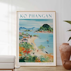 Koh Phangan Thailand Travel Print, Koh Phangan Travel Poster, Thailand Print, Koh Phangan Island, Thailand Travel Gift