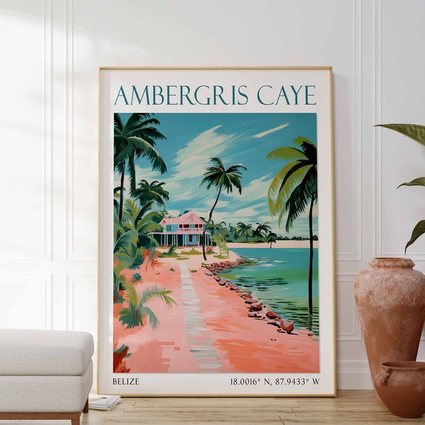 Ambergris Caye Print, Ambergris Caye Wall Art, Ambergris Caye Poster, Beach Travel Gift, Coastal Belize