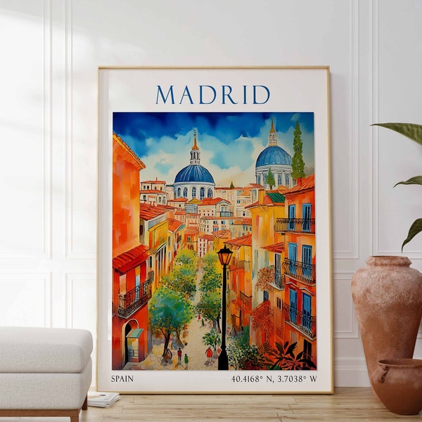 Poster de voyage à Madrid, impression de Madrid, impression d'art Espagne, cadeau de voyage à Madrid, art mural Madrid