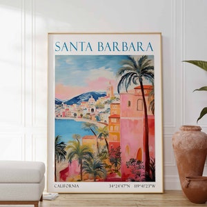 Santa Barbara Travel Poster, Santa Barbara Print, California Poster, California Print