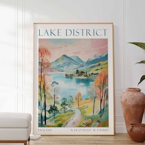The Lake District Travel Print, Lake District Travel Poster, Travel Art, Lake District Travel Poster