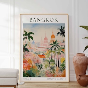 Bangkok Travel Print, Bangkok Travel Poster, Asian Travel Poster, Southeast Asia Decor, Thailand Wall Art, Home Decor, Thailand Wall Decor