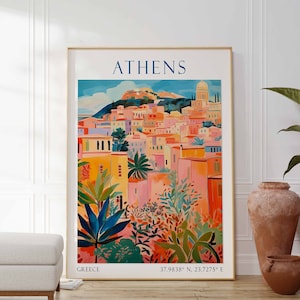 Athens Travel Print, Athens Travel Poster, Greece Wall Art, Athens Travel Gift, Athens Vacation Art, Greece Decor