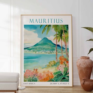 Mauritius Travel Print, Wall Art Mauritius, Wall Hanging Home Décor, Mauritius Gift, Art Lovers Gift, Mauritius Gift