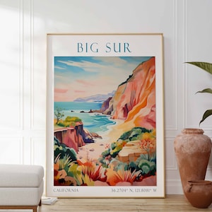 Big Sur Travel Poster Big Sur Print California Art Print Big Sur Gift Big Sur Wall Art Big Sur Artwork