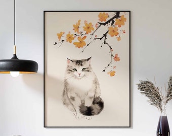 日本の猫のアートプリント、ヴィンテージ猫、浮世絵猫、日本の