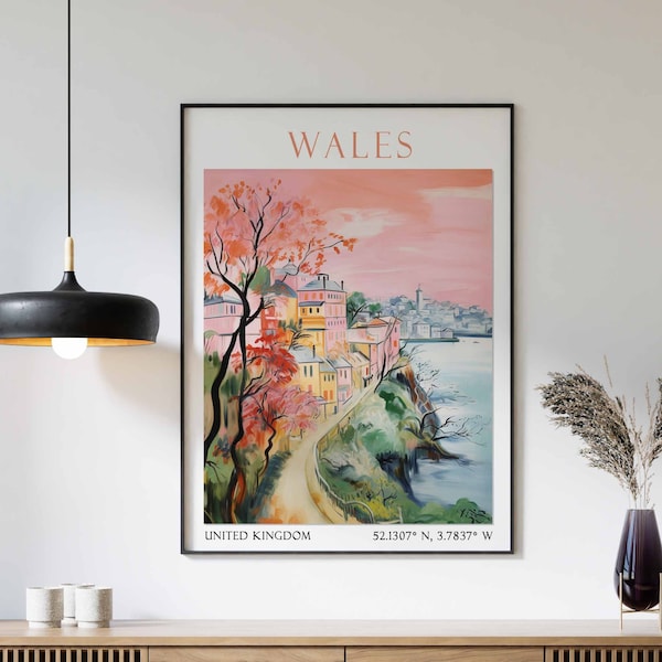 Wales Travel Print, Wales Travel Poster, Welsh Wall Art, Wales Landscape Print, Wales Travel Gift, Coastal Art Print, Wales Travel Gift