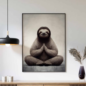 Sloth Print, Sloth Poster, Funny Animal Décor, Animal Print, Animal Wall Art, Animal Poster, Yoga Sloth Wall Art, Modern Décor, Large Print