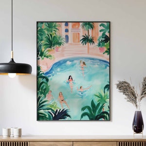 Boho Art, Swimming Pool Art, Swimming Poster, Bathroom Wall Art, Rustic Home Décor, Boho Chic Print, Contemporary Boho Art, Large Print