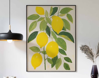 Food Print, Lemon Tree Print, Kitchen Decor, Food Poster, Kitchen Art, Lemon Tree Wall Art, Vintage Decor, Fruit Decor, Lemon Tree Poster
