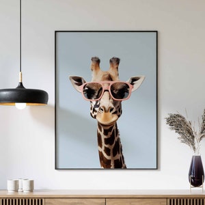 Giraffe Print, Giraffe Poster, Funny Animal Décor, Animal Print, Animal Wall Art, Animal Poster,  Giraffe in Sunglasses Print, Modern Décor