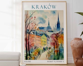 Krakow Travel Print, Krakow Poster, Home Décor, Krakow Gift, Poland Art, Krakow Travel Wall Art