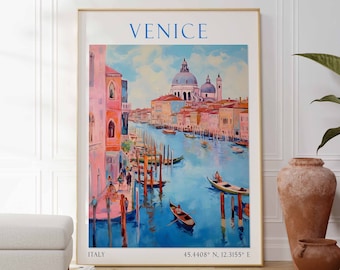 Venedig Print, Venedig Poster, Venedig Wandkunst, Venedig Gondel Kanal Reise Print, Pastell Wand-Dekor, Fine Art Print, Venedig Geschenk