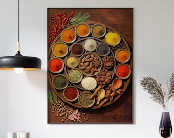 Kitchen Spices Print, Kitchen Wall Art, Vintage Kitchen Decor, Spices Poster, Food Decor, Spices Wall Art, Large Print, Gift for Spice Lover
