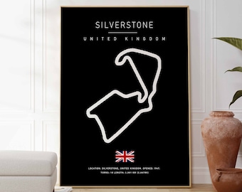 Silverstone Race Track Print, British Grand Prix, F1 Print, Formula 1, F1 Posters, F1 Wall Art, F1 Circuit, F1 Track