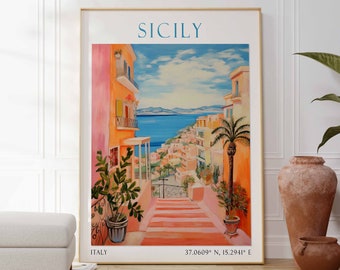 Sicily Travel Print, Sicily Wall Art, Sicily Print, Sicily Poster, Italy Print, Italy Wall Art, Italy Poster, Sicily Art