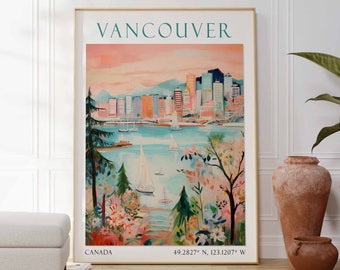 Vancouver Travel Print, Vancouver Travel Art, Vancouver Canada, Travel Poster, Popular Print