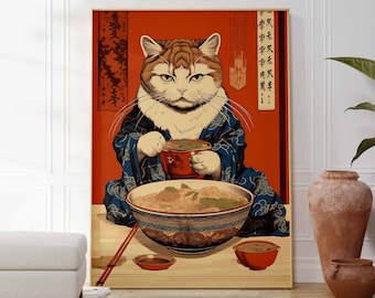 Vintage Japanese Cat Poster, Japanese Cat Print, Cat Gift, Gift for Cat Lovers, Animal Art, Ukiyo-e Print, Asian Art, Oriental Decor