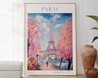 Paris Travel Print, Eiffel Tower, Paris Poster, Eiffel Tower Print, France Poster, Eiffel Tower Art, Vintage Poster, Retro Print