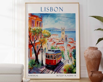 Impresión de Lisboa, arte vintage de Lisboa, póster de Lisboa, foto de Lisboa, decoración de pared de Lisboa, impresión de Portugal