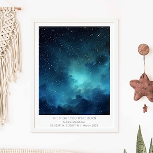 Custom Star Map Print, Night You Were Born, New Baby Star Map Gift, Personalised Gift for New Baby, Gift for Newborn Baby Boy Girl